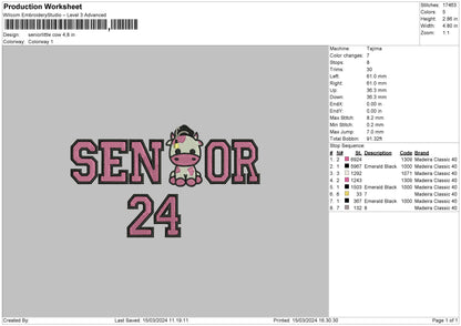 Seniorcow Embroidery File 6 sizes
