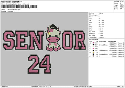 Seniorcow Embroidery File 6 sizes