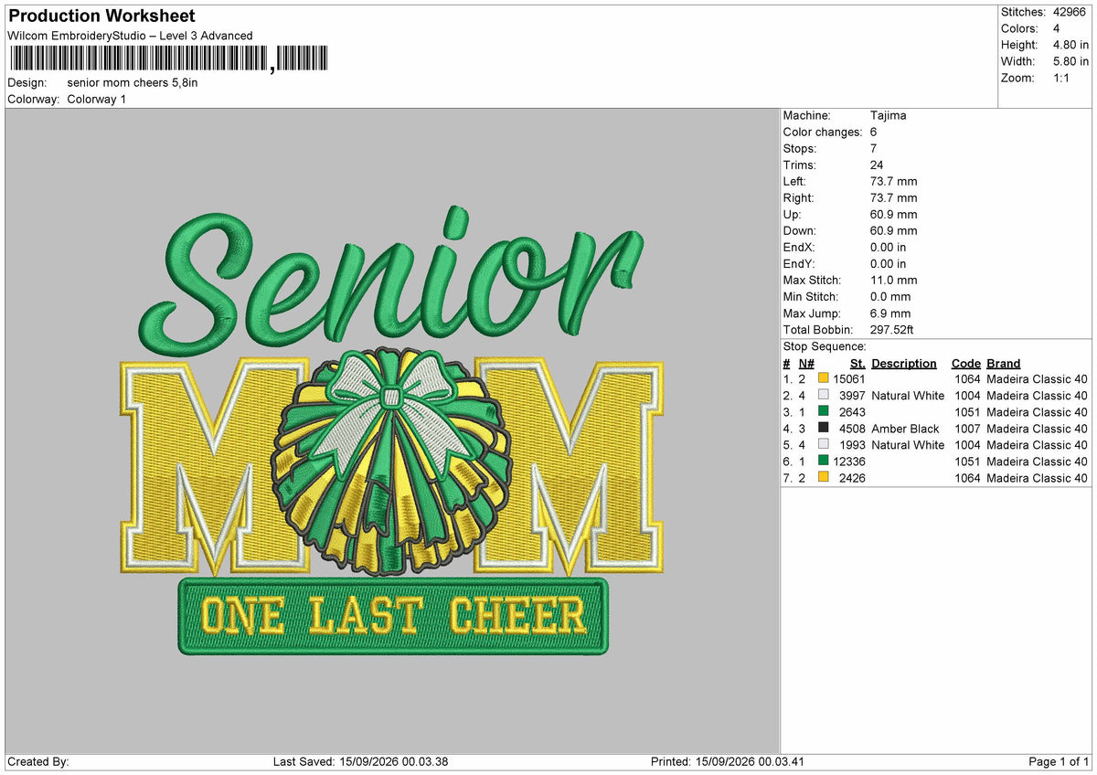 Senior Text Mom 1509 Embroidery Machine Design File 6 sizes