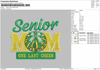 Senior Text Mom 1509 Embroidery Machine Design File 6 sizes