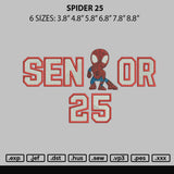 Spider 25 Embroidery File 6 sizes