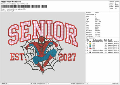 Senior Spider App Embroidery Machine Design File 6 sizes