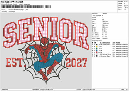 Senior Spider App Embroidery Machine Design File 6 sizes