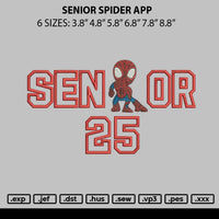 Senior Spider App Embroidery File 6 sizes