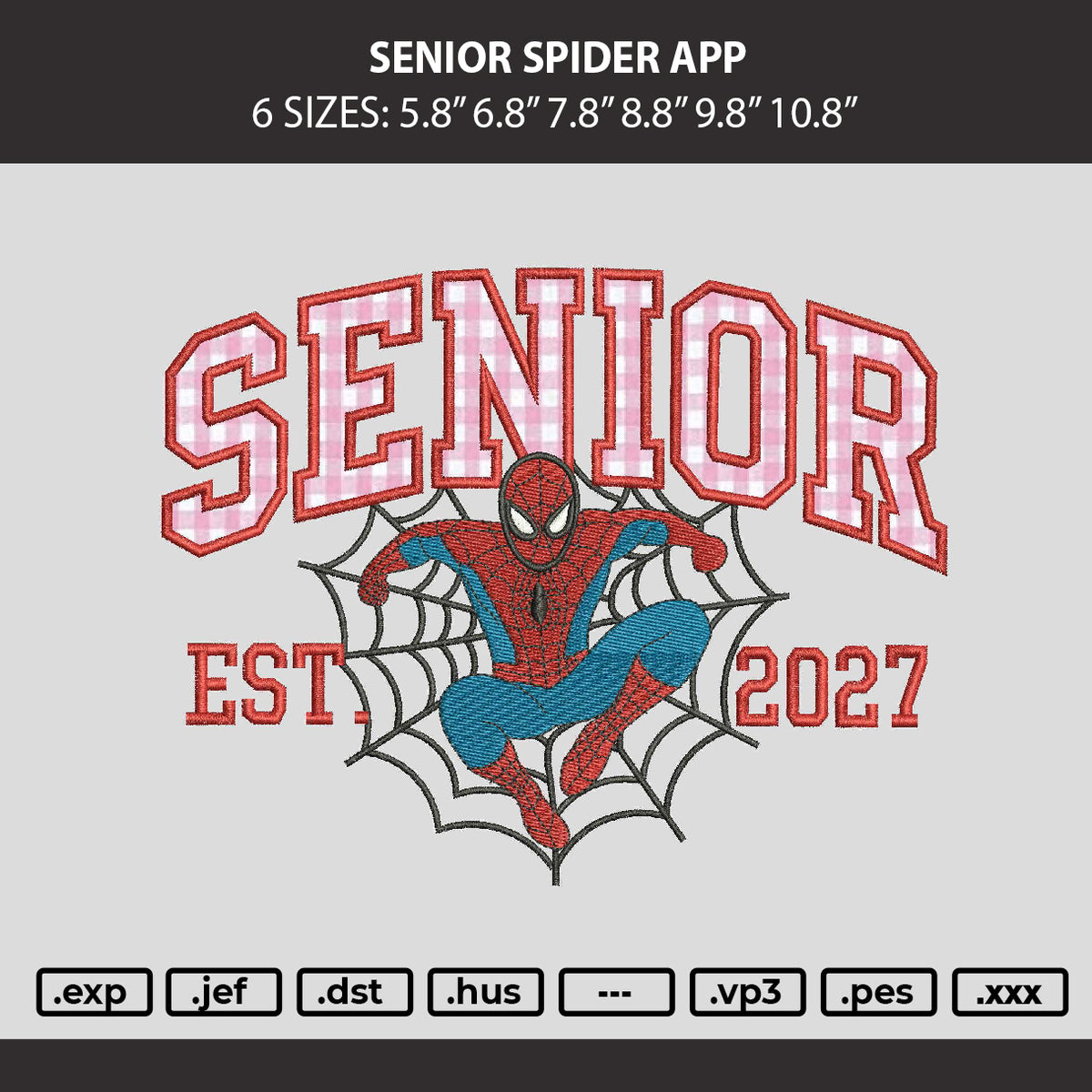 Senior Spider App Embroidery Machine Design File 6 sizes