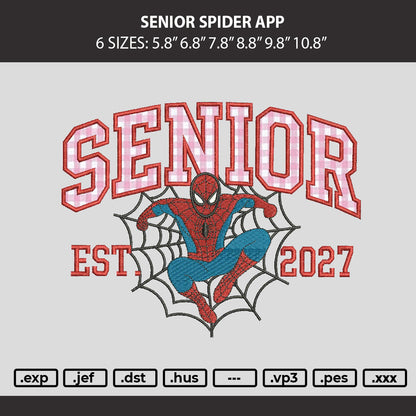Senior Spider App Embroidery Machine Design File 6 sizes