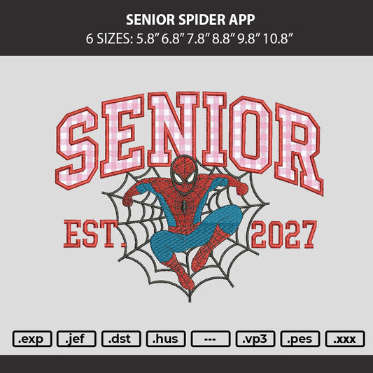 Senior Spider App Embroidery Machine Design File 6 sizes