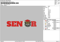 Senior Tiger Embroidery File 6 sizes