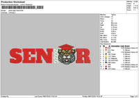Senior Tiger Embroidery File 6 sizes