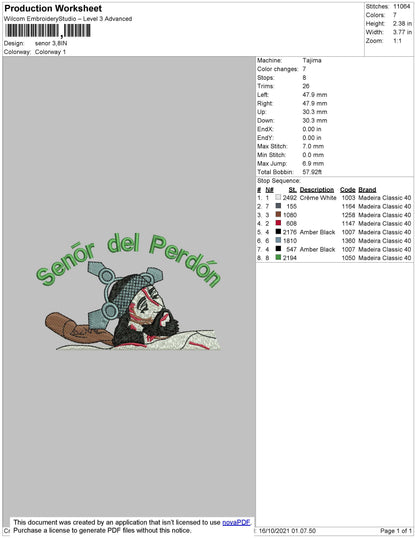 Senor Embroidery File 4 size