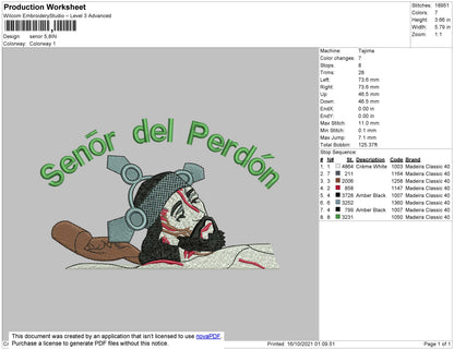 Senor Embroidery File 4 size