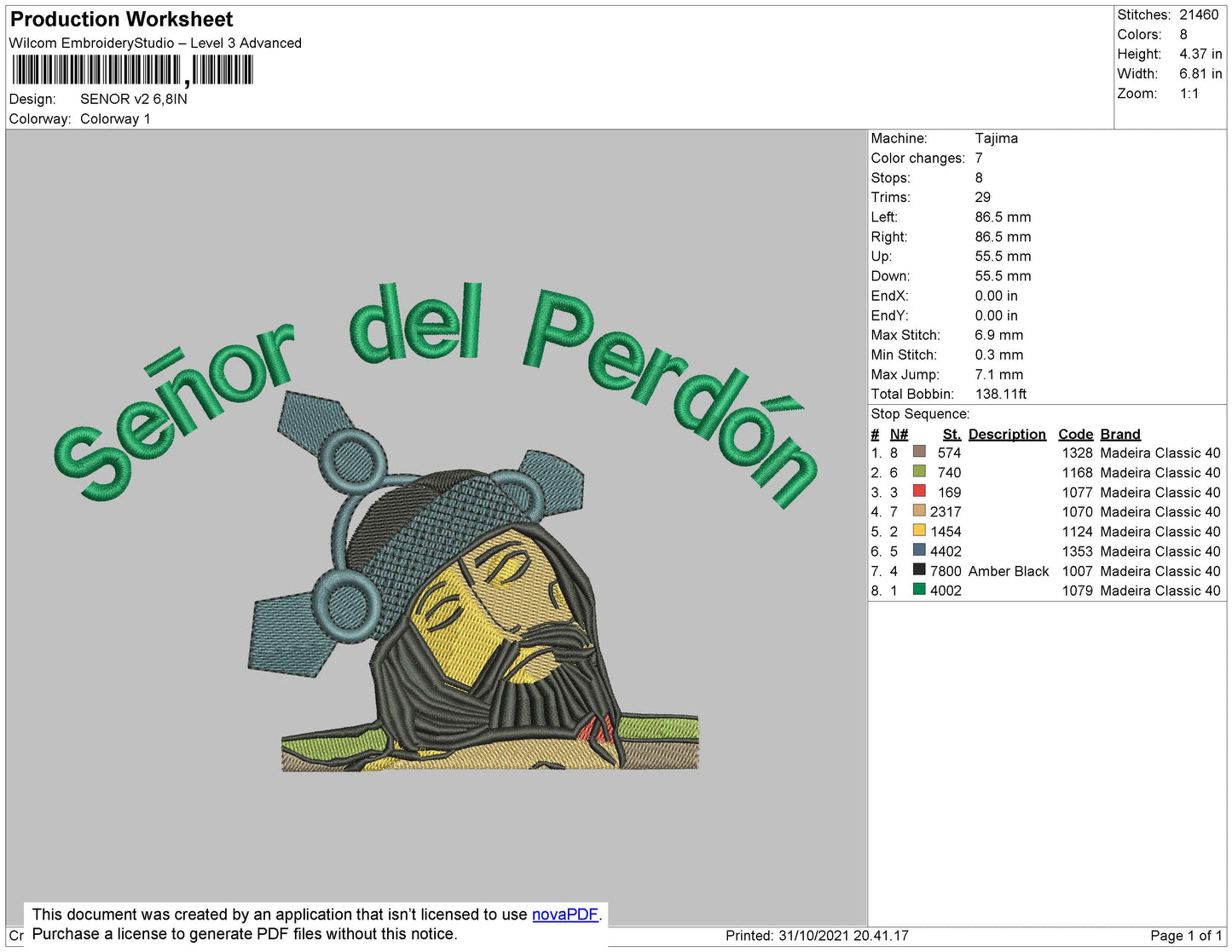 Senor V2 Embroidery File 4 size