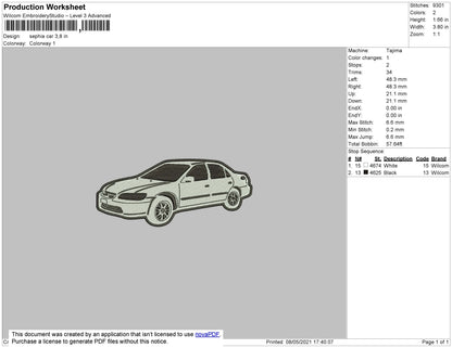 Black Car 01 Embroidery Design