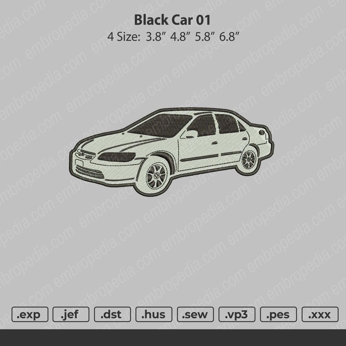 Black Car 01 Embroidery Design