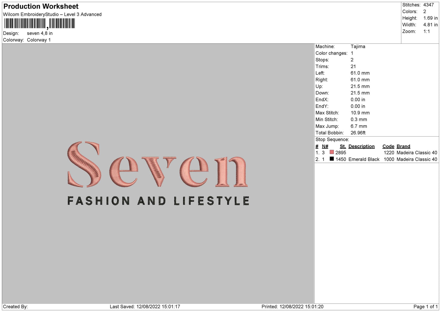 Seven Embroidery File 4 sizes