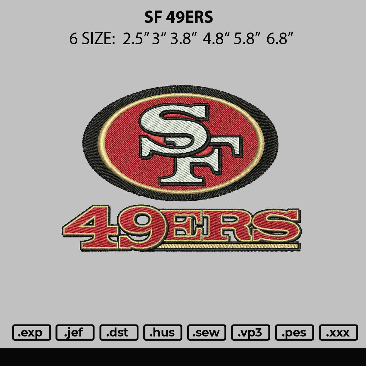 SF 49ERS Embroidery File 4 size