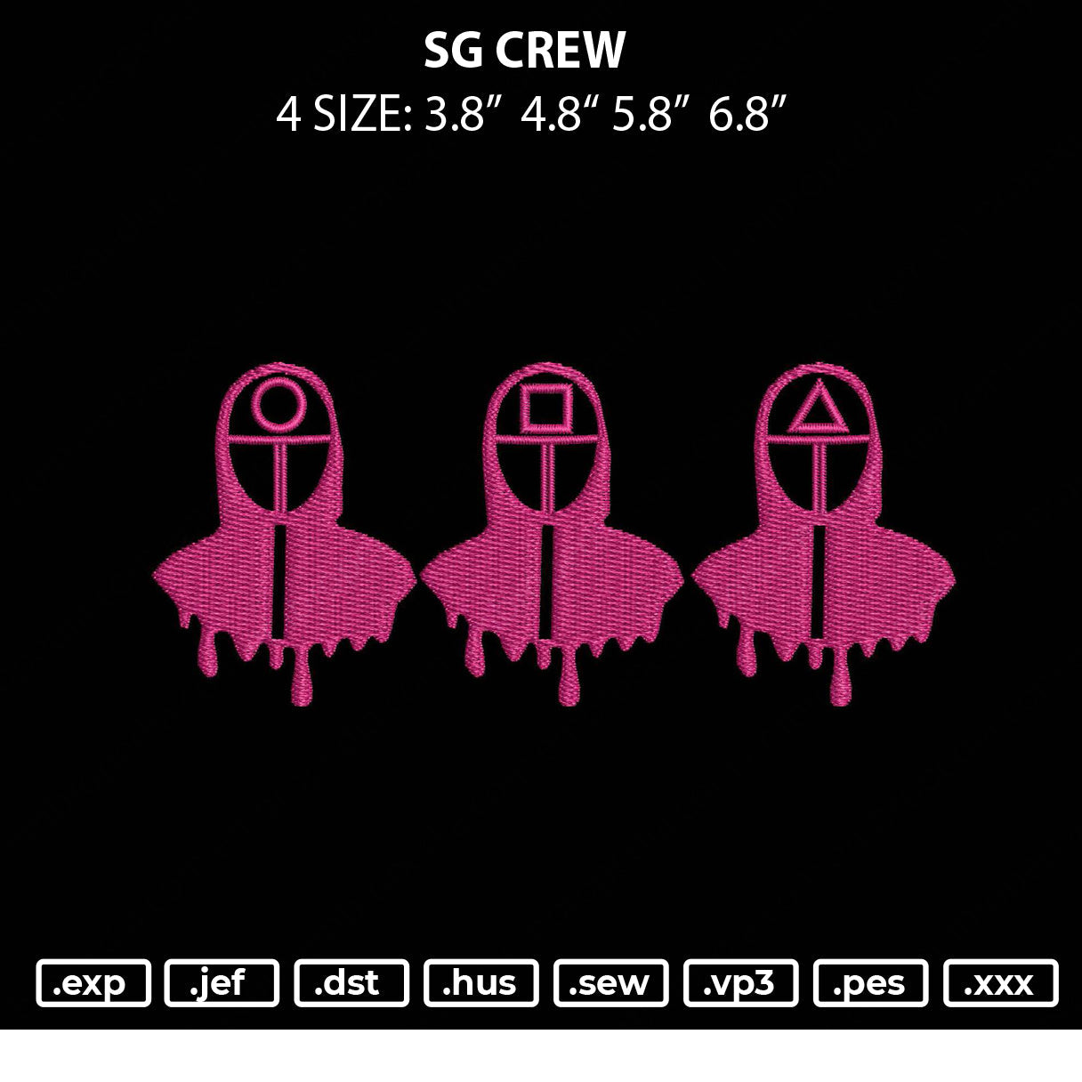 SG Crew Embroidery File 4 size