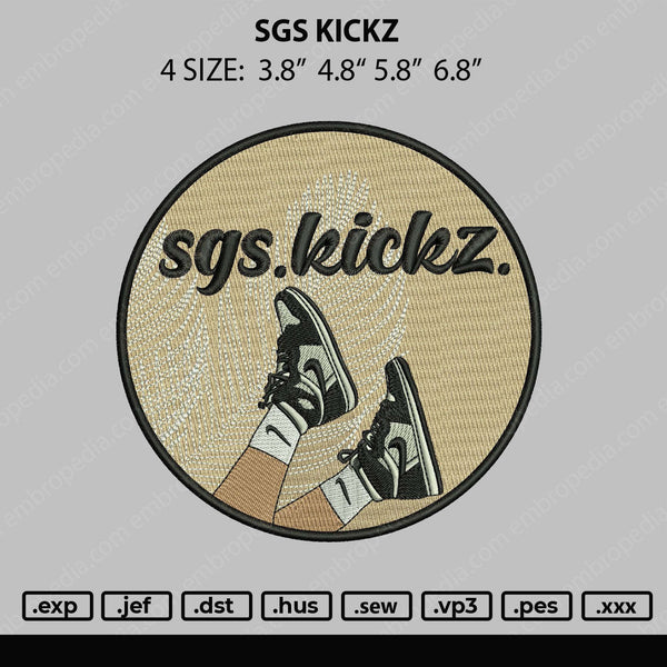 SGS Kickz Embroidery File 4 size