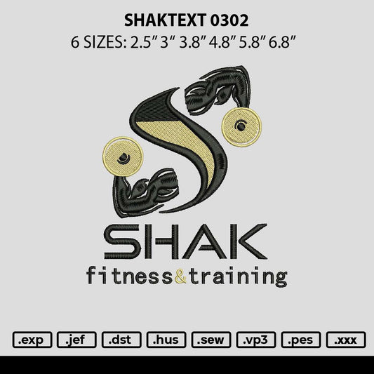 Shaktext Embroidery File 6 sizes