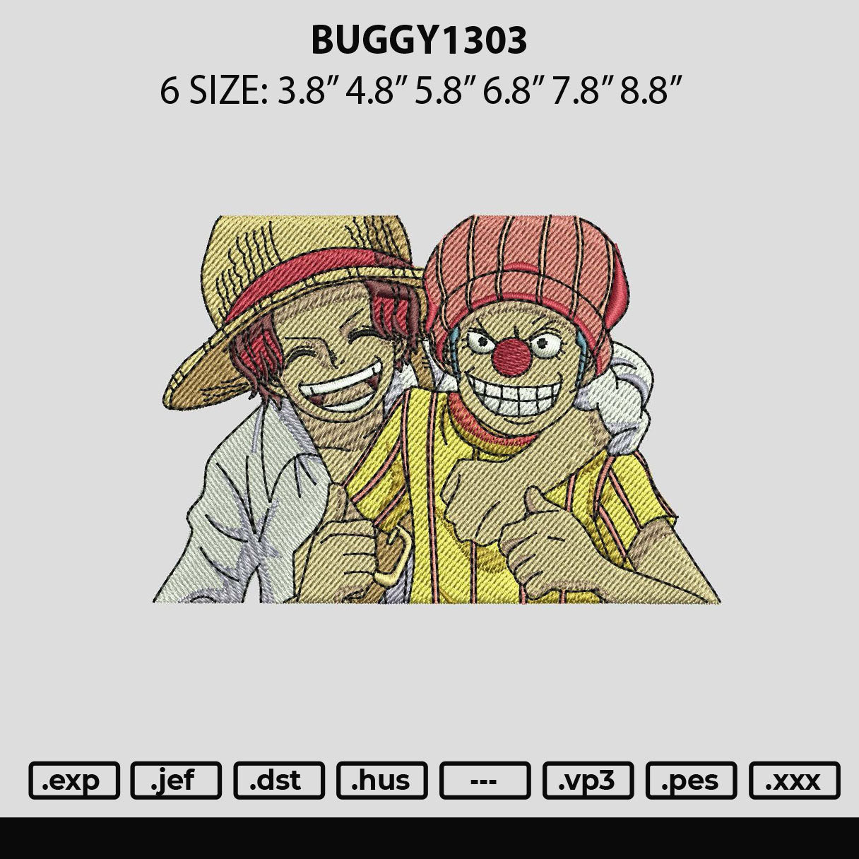 Buggy1303 Embroidery Machine Design File 6 sizes
