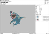 Shark Embroidery File 4 size