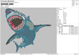 Shark Embroidery File 4 size