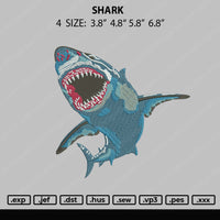 Shark Embroidery File 4 size