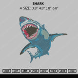 Shark Embroidery File 4 size