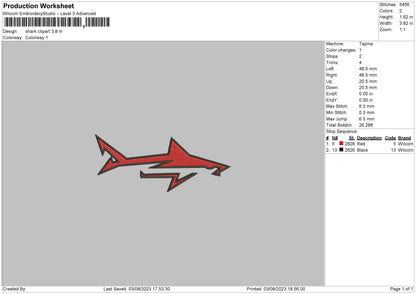 Shark Clipart Embroidery File 6 sizes