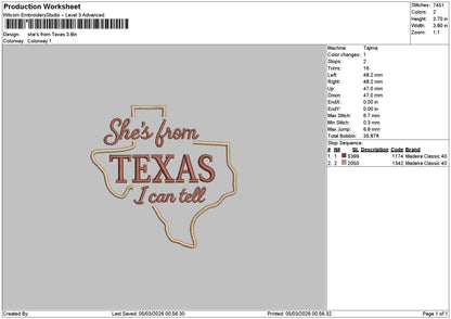 Texastext 0503 Embroidery File 6 sizes