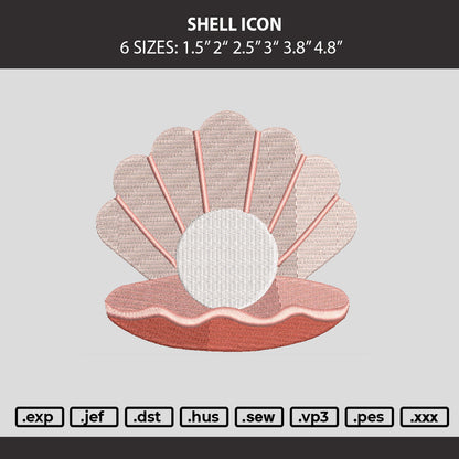 Shell Icon Embroidery Machine Design File 6 sizes