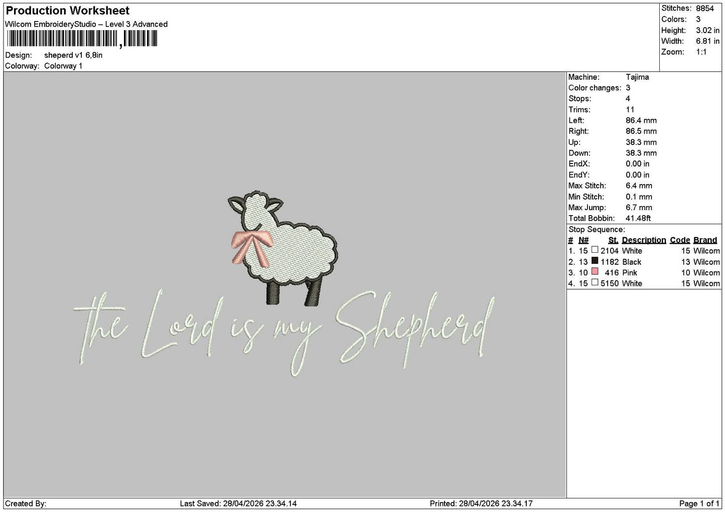 Shepherd V1 V2 Embroidery 2 Files