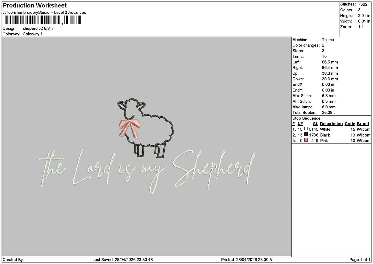 Shepherd V1 V2 Embroidery 2 Files