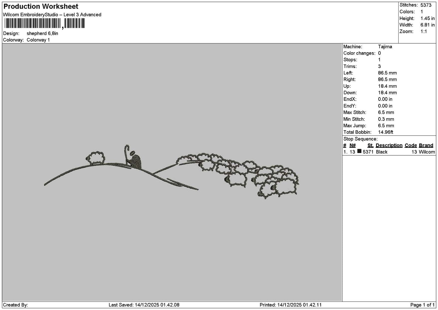 Outline 1412 Embroidery File 6 sizes
