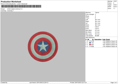 Shield Ca Embroidery File 6 sizes