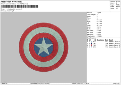 Shield Ca Embroidery File 6 sizes