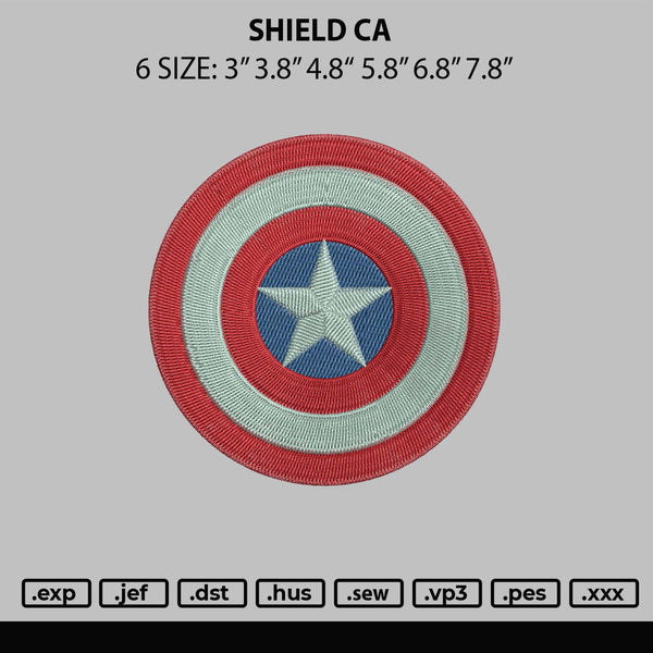 Shield Ca Embroidery File 6 sizes
