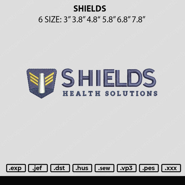 Shields Emboidery File 6 sizes