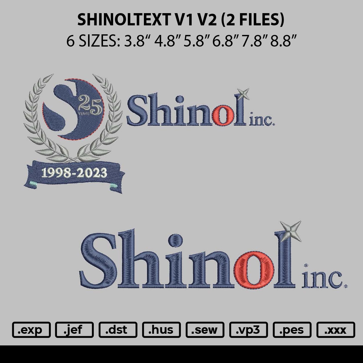 Shinoltext Embroidery Machine Design 2 Files