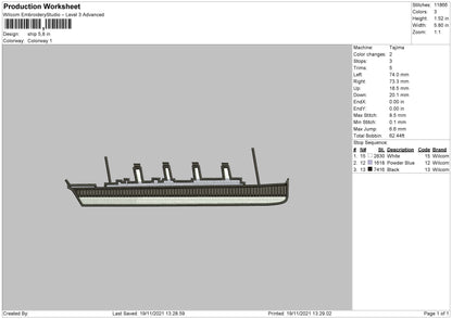 Ship Embroidery File 4 size