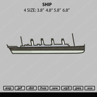 Ship Embroidery File 4 size