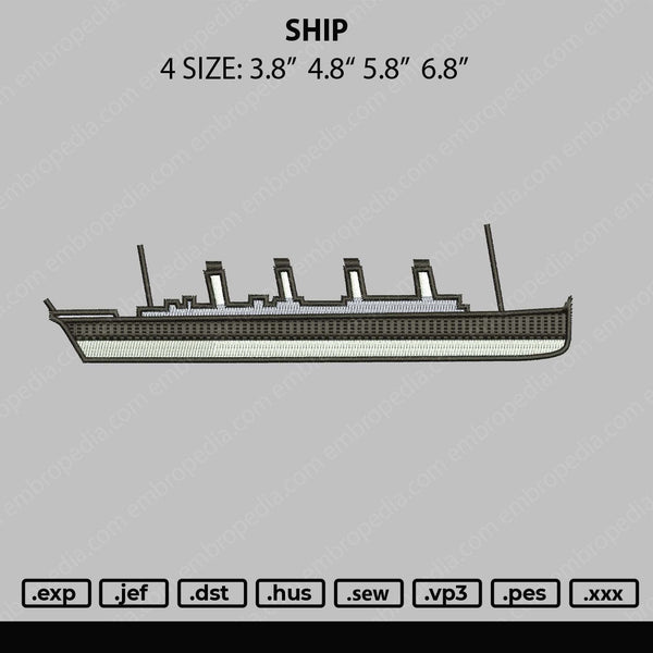 Ship Embroidery File 4 size