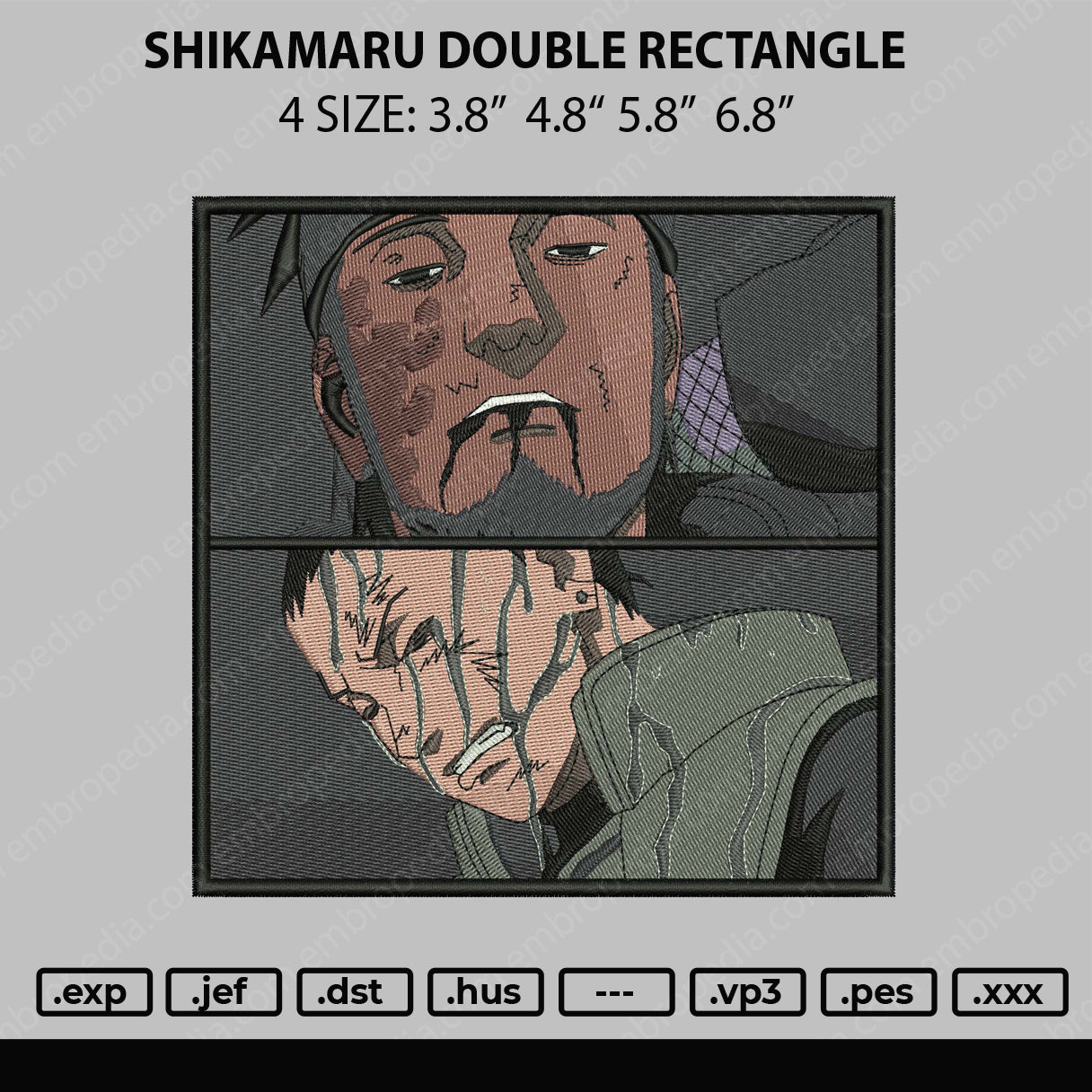 Shikamaru Double Rectangle Embroidery File 4 size