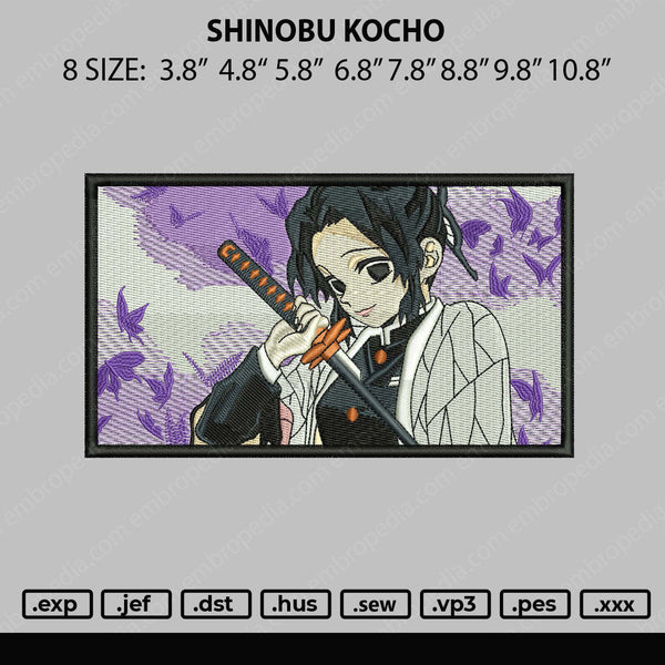 Shinobu Rectangle Embroidery File 8 size