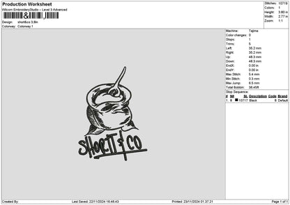 Shorttext Embroidery File 6 sizes