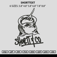 Shorttext Embroidery File 6 sizes