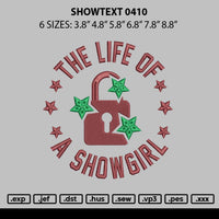 Showtext 0410 Embroidery File 6 sizes