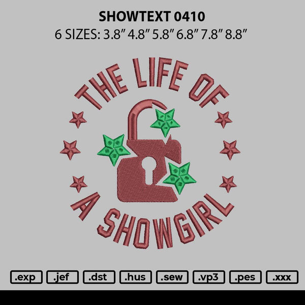 Showtext 0410 Embroidery File 6 sizes