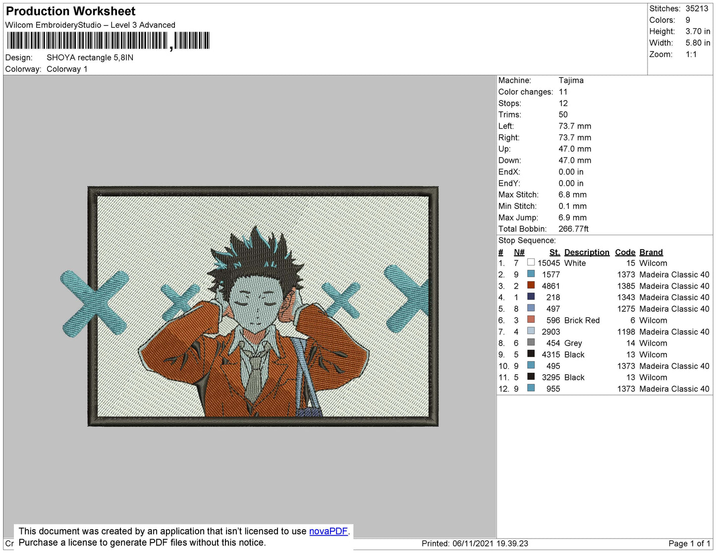 Shoya Rectangle Embroidery File 4 size