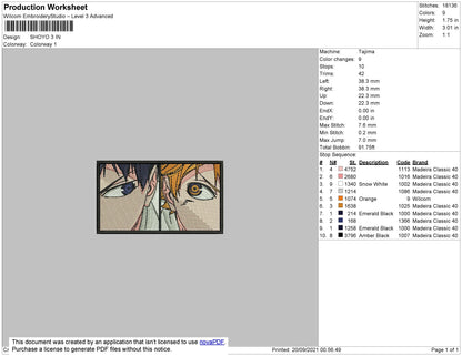 Shoyo Embroidery File 4 size